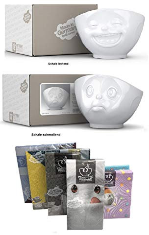 FIFTYEIGHT PRODUCTS Schalen 2er Set + Servietten, 500 ml, LACHEND+SCHMOLLEND