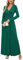 OUGES Women's Winter V Neck Long Sleeve Ladies Green Christmas Maxi Dress with Pockets(Green,M)