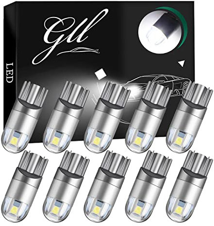 GLL 10pcs Blanc T10 501 W5W 194 168 2825 Ampoule LED 2-3030-SMD Pour éclairage IntéRieur De La Voiture Pour Tableau De Bord Vue LatéRale Ampoule De Plaque D'Immatriculation (DC 12V)