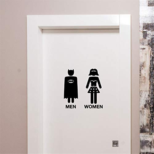 Adesivo da parete Disney in bianco e nero per WC e donna, motivo: sagome da uomo e da parete