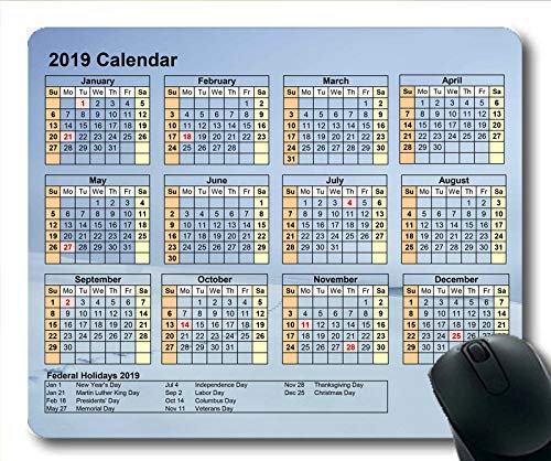 2019 Kalender-Mauspad für Spiele, Kalendermonate Gaming-Mauspad, Kalenderplaner 2019 mit Feiertagsdetails