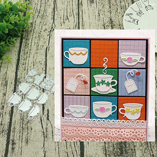 SpirWoRchlan Cutting Dies, Tea Cup Metal Cutting Dies DIY Scrapbooking Paper Cards Album Craft Decoration Embossing Stencil Template Tool Gift