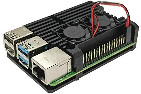 Unistorm Raspberry Pi 4 Model B Aluminum Case with Dual Cooling Fan Metal Shell Black Box for RPI 4B (With Dual fan)