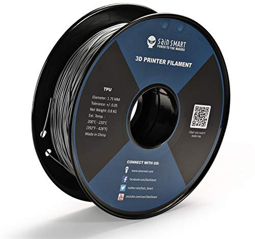 SainSmart flexibles TPU 3D-Druck-Filament, 1,75 mm, 0,8 kg, Maßgenauigkeit +/- 0,05 mm, Silbrig