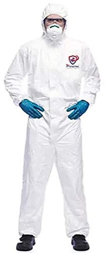5 Stück Einweg-Packung Chemikalienschutzanzug Unisex Infektionsanzug EN14126 Typ 5/6 (Medium) Gr. L, weiß