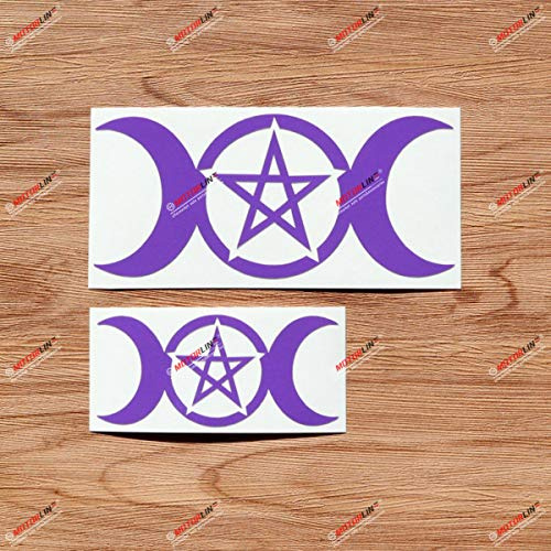 Wicca Pagan Hexe Dreifachmond Vinyl Aufkleber Sticker - 2er Pack glänzend lila, 10,2 cm, 15,2 cm - für Auto Boot Laptop Becher Handy
