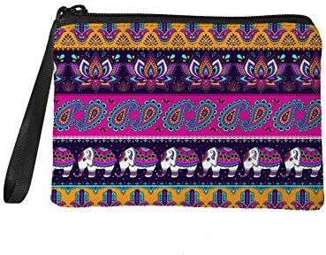 TOADDMOS Petit porte-monnaie avec fermeture éclair pour femme et fille Motif écailles de poisson sirène, Éléphant indien., Taille unique, Pochette à monnaie