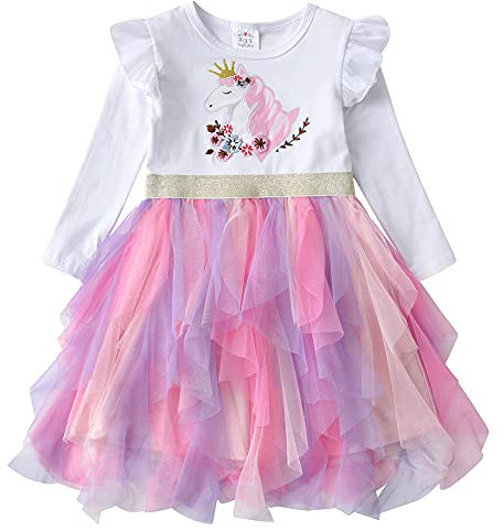 VIKITA Vestitos Bambina Principessa Unicorno Casuale Cotone Abiti LH4785 6T