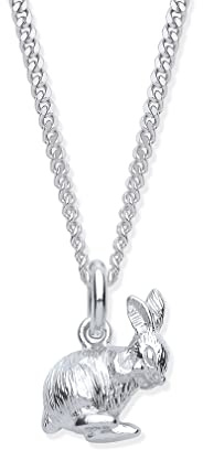 Old English Jewellers Sterling Silver Bunny Rabbit Pendant Necklace + 16 Iinch Chain - Childrens