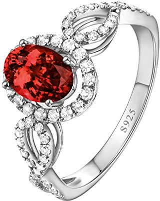 Ring Schmuck Egirl Beisteckring Silber Rot Oval Zirkonia Party Geburtstag Schmuck Größe 60 (19.1)