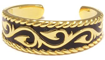 loveyourdiamonds Zehenring Gelb Gold vergoldet aus 925 Sterling Silber mit Tribal Muster