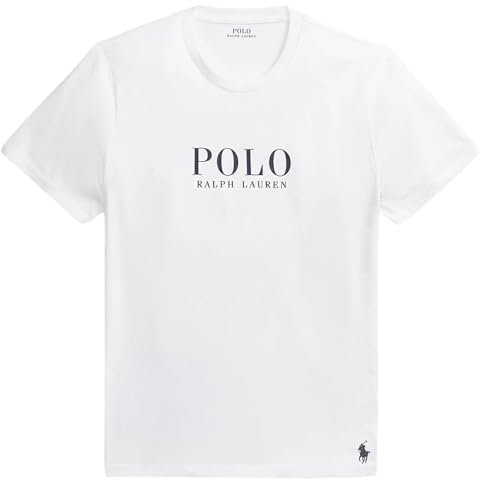 Ralph Lauren T-Shirt Homme Blanc T-Shirt Décontracté Imprimé Logo M, Blanc, Medium