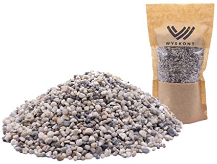 WYSKONT Gravier d'aquarium - 25 kg - Décoration d'aquarium - Galets décoratifs - Gravier de rivière - Galets décoratifs pour le jardin - Substrat d'aquarium - Sable pour terrarium - 3 à 5 mm