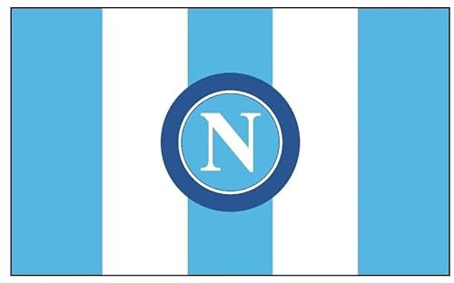 Zeus Party Bandiera NAPOLI Calcio a Strisce Bianche e Azzurre 90 x 150 cm con Logo