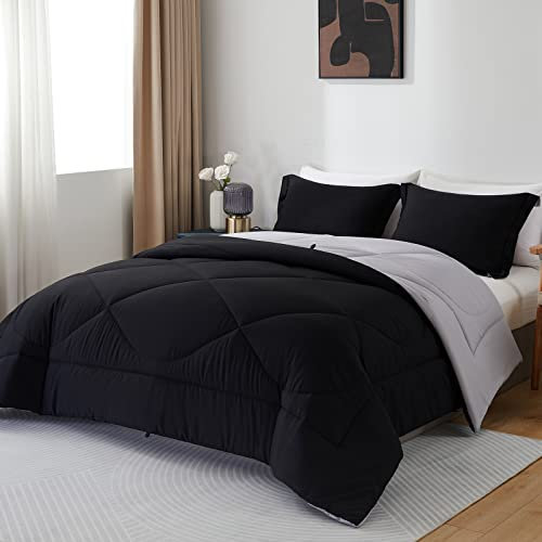 beeweed Bettdecke 240x220 Ganzjahresdecke Wende-Steppdecke 300 GSM 4 Jahreszeiten Bettdecke Duvet 220x240cm Weiche Mikrofaser Schlafdecke mit Kissenbezüge