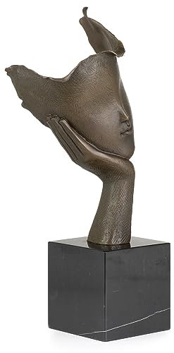 Moritz Bronzefigur Abstraktes Gesicht nachdenklich Höhe 36 cm 4 kg Skulptur Statue Antik-Stil historisch Dekoration Vintage