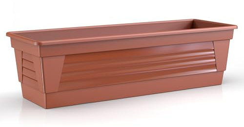 Plastard Blumenkasten 60 cm lang Farbe Terrakotta Pflanzkasten, Balkonkasten, Blumenkübel aus witterungsbeständigen Kunststoff für Garten und Balkon