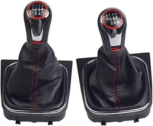 Car Schalthebelknopf Auto Schaltknauf Gearstick für VW für Golf 6 für Golf 5 A5 MK5 für GTI für GTD R32 2004–08 für Scirocco 09–14 5/6-Gang-Schalthebel Schaltmanschette Knauf (Farbe : 5speed-White Li