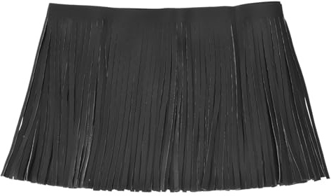 QUARKZMAN 1 Yard 10 Zoll Kunstleder Fransenbesatz Doppelseitige, Schwarz | Leder-Nähquaste Fransen DIY Nähen Kleid Handwerk Rock Dekoration