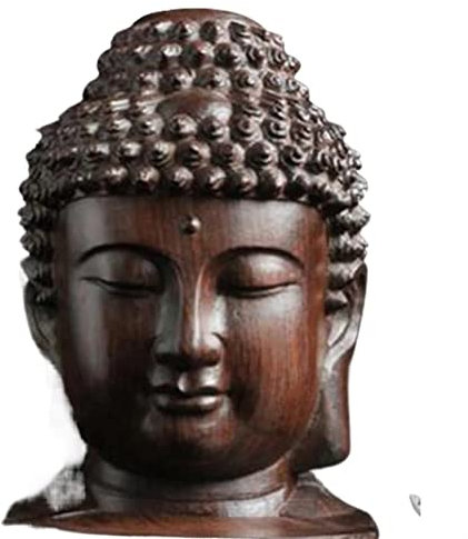 EaUso Buddha-Figur-Dekor – Buddha-Statue, Holz, Holzfigur, Mahagoni, Indien, Buddha-Kopf-Statue, Kunsthandwerk, dekoratives Ornament, Ornament, Skulptur, einfarbig