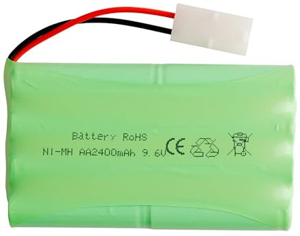 E-yiiviil Battery 9.6V 2400mAh AA NiMH Akkupack mit Standard Stecker für RC Car Truck Tank und Fahrzeuge 9.6V