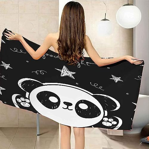 Strandtuch Strand Handtuch Badetuch Mit 3D Druck Schwarz-Weißer Sternentier-Panda Für Kinder Pooltuch Kinder Badetücher Ultraweich Strand Badezimmer Gesichtstücher Teenager Mikrofaser Badetü -8Q4U/J4Q