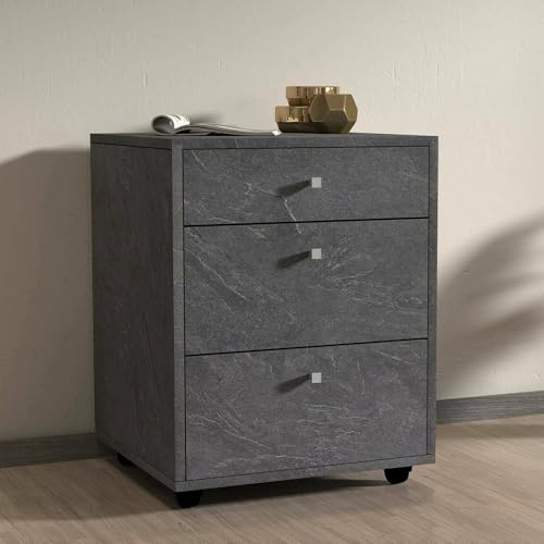 Dmora - Kommode Yorgos, Schlafzimmerkommode, Kommode mit 3 Schubladen, 47x45h61 cm, Schiefer