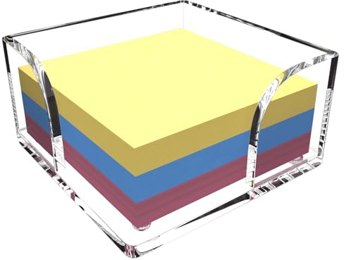 XQIGI Acryl-Haftnotizhalter, transparenter Notizblockhalter aus Acryl 9 x 9 cm, Post-Notizspender, Memo-Block, Schreibtischzubehör für Schule Büro (B)