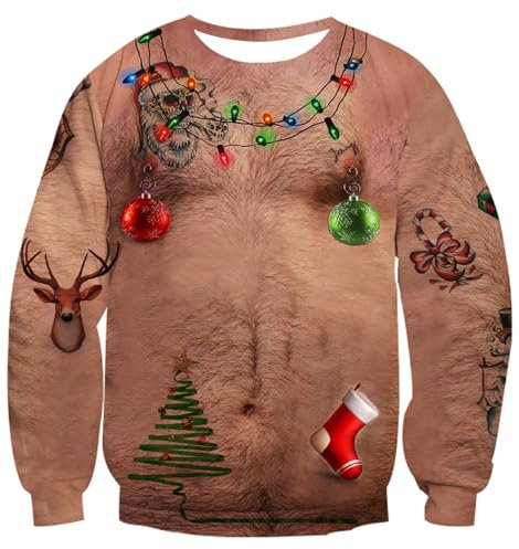 AIDEAONE Weihnachts Sweatshirt Herren Weihnachten Jumper Hässlicher Weihnachtspullover