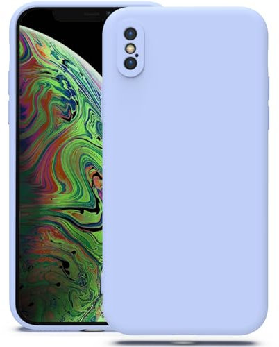 Zuvirelx Silikon Handyhülle für iPhone X/XS Hülle, Weiches Griff, Dünne, Minimalistisch, Stoßfest, rutschfest, Taschenpassend - Flieder
