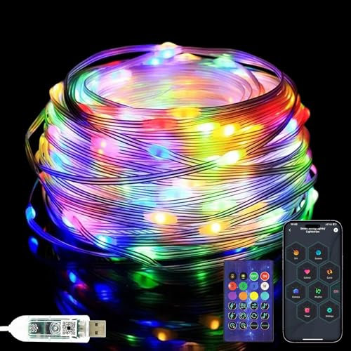 10M RGB Lichterkette Innen Außen USB 100LED Lichterschlauch Mit Fernbedienung App Steuerung Bunt String Lights Sync Musik Timer IP65 Für Weihnachten Party Hochzeit Deko