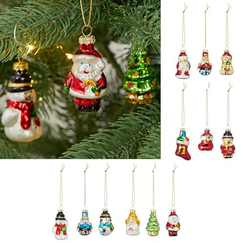 12 x Baumschmuck aus Glas zum Hängen ca. 5 cm Baumhänger Glas Christbaumschmuck Weihnachtsbaumschmuck