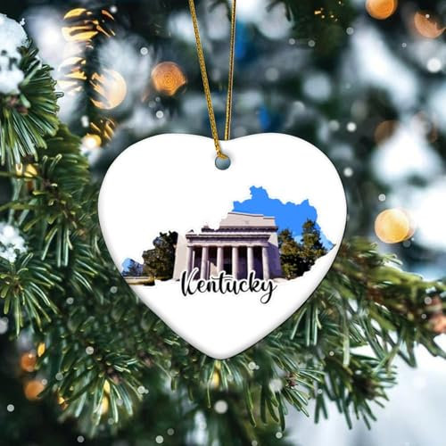 Kentucky Weihnachtsbaumschmuck, Landhaus, Straße, Café, Andenken, Geschenk, festliche Feiertage, Heimdekoration, Bauernhaus, Keramik, Porzellan, Weihnachtskugel Geschenk für Freunde, Kollegen,