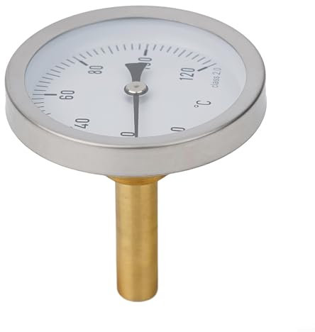 Zeroupshop Wassertemperaturmessgerät Bimetall Thermometer 63mm für Zentralheizung Kessel Töpfe Grills zur Messung von Wasser Öl Temperatur