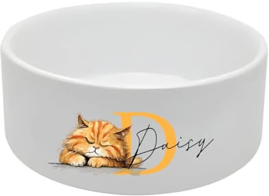 Personalised Customed Food Bowl for Sleeping Cat, Ceramic, 12 cm Diameter