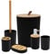 Anika Bathroom Accessory Set/Modern Bathroom Essentials Set/Includes Toothbrush Holder, Waste Bin, Toilet Brush, Cup, Soap Dish and Soap Dispenser (Black)