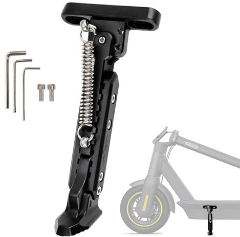 MGDC Schwarz Metall E Scooter Ständer - Scooter Kickstand für Segway Ninebot Max G30/G30D/G30LP/G30LE/G30E Elektro-Scooter, Höhenverstellbar Parken Stand Stark und Robust