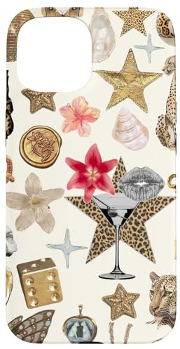 Aesthetic Leopard Collage Gepard Stern Muscheln Y2K Sommer Hülle für iPhone 15