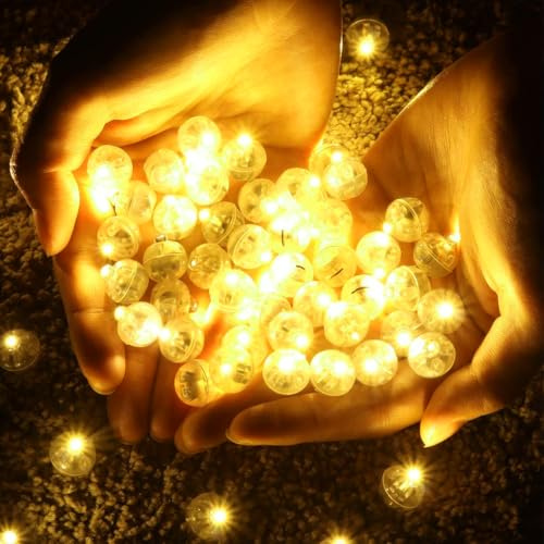FerraDrend 100 Stück LED Ballonlichter Mini, Led Luftballons Leuchtend | Runde Leuchtkugeln für Getränke, Ballon Lichter Warmweiß für Papierlaterne, Weihnachten, Hochzeit, Geburtstag, Party Deko