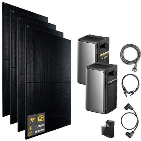 WATTSTUNDE 1720 W EcoFlow STREAM Ultra Balkonkraftwerk Set mit Speicher, Mikrowechselrichter und 4x 430 W DAH bifacial Solarmodul ohne Halterung und 3,84  kWh Speicher 0% Mwst