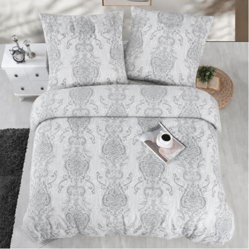 ZIRVEHOME Bettwäsche 200x220 cm. 3-teilig Set 100% Baumwolle Bettbezug 200 x 220cm Kissenbezug 80x80cm Renforcé Bettwäsche-Sets 200x220 mit Reißverschluss, DariaV1