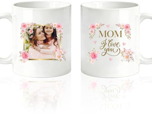 HOBULL Personalised Mothers Day Mug Gifts for Mum - Custom Photo Ceramic Mummy Coffee Mug Personalised Mother's Day Gifts Ideals from Daughter Son