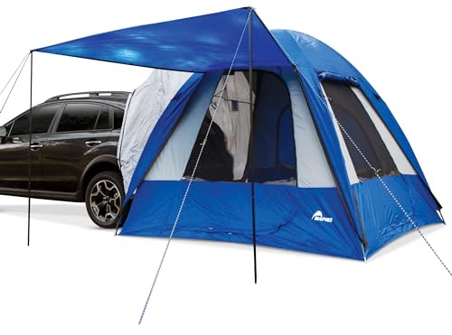 Napier Sportz Schrägheck und kleines CUV-Zelt, 2,4 x 2,4 m, wasserdichtes Campingzelt mit Markise, 4 Personen, blau/grau, Autozelt