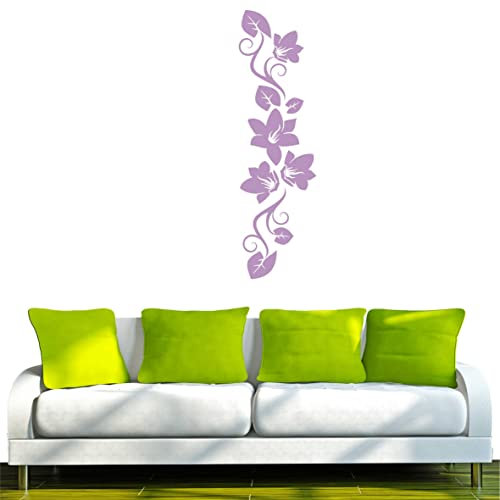 INDIGOS UG - Wandtattoo Wohnzimmer - Wandaufkleber Blümchen Ranke mit hübschen Blumen 96x28 cm - Flieder f269 - Aufkleber Kinderzimmer Schlafzimmer Küche Badezimmer Büro Dekoration
