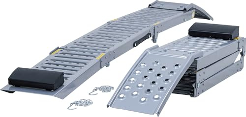 BGS 2999 | Auffahrrampen-Satz | zusammenklappbar | 2-TLG. | 2000 mm | Ladehöhe 700 - 900 mm | Reifenbreite bis 250 mm | Belastbarkeit pro Rampe 800 kg geklappt, 250 kg ausgeklappt