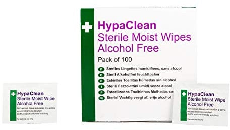 HypaClean Sterile Moist Wound Cleansing Wipes - Alcohol Free (Pack of 100)