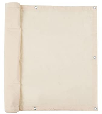 jarolift Balkonbespannung Basic, Balkon Sichtschutz Windschutz Sonnenschutz Balkon-Verkleidung, Wasserdicht, 300 x 90 cm,(16 Ösen) Creme