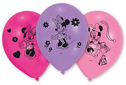 Amscan 999371 - 10 Latexballons Minnie Maus, Durchmesser 25,4 cm, Dekoration, Luftballon, Geburtstag, Themenparty