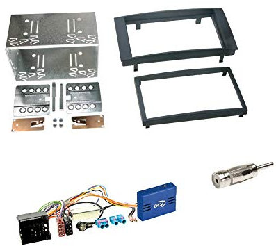 Autoradio Doppel 2-DIN Blende Radioblende schwarz + CAN-Bus Quadlock - ISO Interface/Radio Adapter Adapterkabel für VW Volkswagen Touareg (7L) 01/2003->2010 T5 Multivan Caravelle Transporter