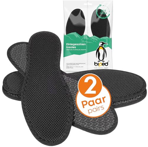 biped 2 Paar Aktivkohle Einlegesohlen - Hygienische Frische für Sneaker, Sport- und Arbeitsschuhe - Einlagen gegen Schweißfüße – Waschbar z1017(41)